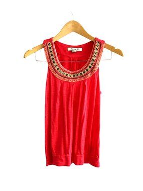 FOREVER 21- WOMEN'S PINK CREW NECK EMBELLISHED RHINESTONES TANK TOP SIZE SMALL
